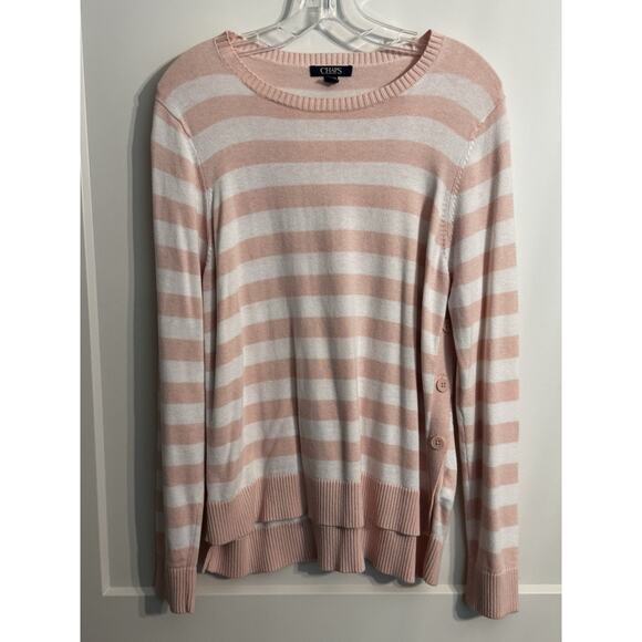 Chaps Ralph Lauren Striped Pink/white sweater, size XL Preppy Old Money Academia - Picture 1 of 7